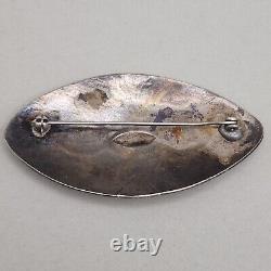 Vtg Navajo Hand Stamped Shield Brooch Old Pawn Silver Pin Native American Indian