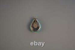 Vtg Navajo Indian Silver Pendant with Dangling Turquoise Nugget Teardrop Coral