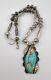 Vtg Navajo Sterling Silver Royston Turquoise Bench Bead Pendant Necklace 17