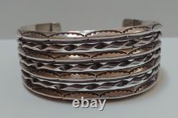 Weighty Vintage Navajo Indian Twisted Wire Stamped Silver Cuff Bracelet