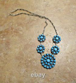 19 MERVEILLEUX Collier de turquoise PETIT POINT en argent sterling Navajo vintage