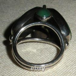 BAGUE EN ARGENT STERLING TURQUOISE NAVAJO VINTAGE GRAND DESIGN MODERNISTE TAILLE 5,5