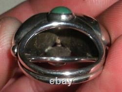 BAGUE EN ARGENT STERLING TURQUOISE NAVAJO VINTAGE GRAND DESIGN MODERNISTE TAILLE 5,5