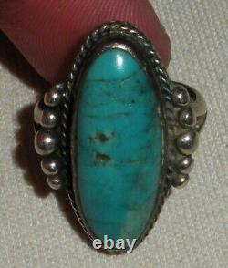 BAQUE EN ARGENT STERLING TURQUOISE NAVAJO VINTAGE SUPERBE DESIGN PRÉCOCE TAILLE 7