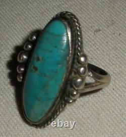 BAQUE EN ARGENT STERLING TURQUOISE NAVAJO VINTAGE SUPERBE DESIGN PRÉCOCE TAILLE 7