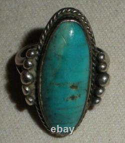 BAQUE EN ARGENT STERLING TURQUOISE NAVAJO VINTAGE SUPERBE DESIGN PRÉCOCE TAILLE 7