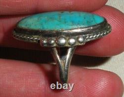 BAQUE EN ARGENT STERLING TURQUOISE NAVAJO VINTAGE SUPERBE DESIGN PRÉCOCE TAILLE 7