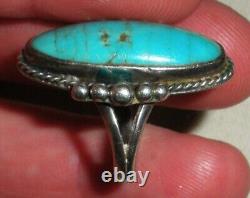 BAQUE EN ARGENT STERLING TURQUOISE NAVAJO VINTAGE SUPERBE DESIGN PRÉCOCE TAILLE 7