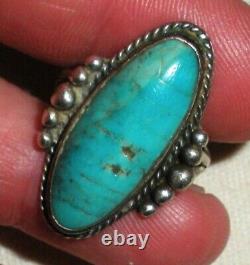 BAQUE EN ARGENT STERLING TURQUOISE NAVAJO VINTAGE SUPERBE DESIGN PRÉCOCE TAILLE 7