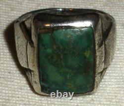 BAQUE EN ARGENT STERLING TURQUOISE VERT NAVAJO VINTAGE TAILLE 9