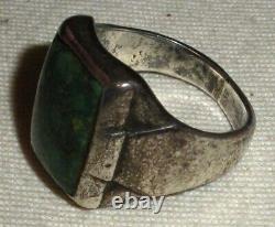 BAQUE EN ARGENT STERLING TURQUOISE VERT NAVAJO VINTAGE TAILLE 9