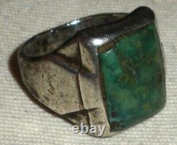 BAQUE EN ARGENT STERLING TURQUOISE VERT NAVAJO VINTAGE TAILLE 9