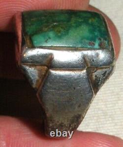 BAQUE EN ARGENT STERLING TURQUOISE VERT NAVAJO VINTAGE TAILLE 9