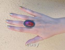 Bague en argent sterling de style Navajo ancien avec opale de Dragon Breath, taille 6-1/2