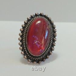 Bague en argent sterling de style Navajo ancien avec opale de Dragon Breath, taille 6-1/2