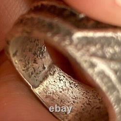 Bague en argent sterling moulée en sable vintage de l'Indien Navajo taille 6,75