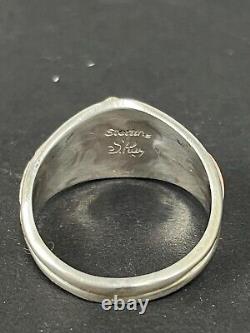 Bague pour homme en opale et zircon signée S. Ray, de style navajo, taille 9, en argent sterling vintage.