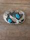 Boucle De Ceinture Vintage Lrg Navajo Turquoise, Corail, Indian Nickels
