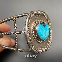 Bracelet Manchette en Argent Turquoise Navajo Indien Vintage 6-1/2