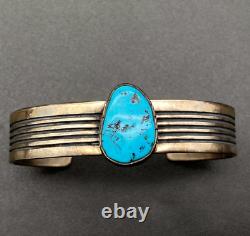 Bracelet Vintage Navajo en argent sterling avec turquoise indienne 7