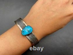 Bracelet Vintage Navajo en argent sterling avec turquoise indienne 7
