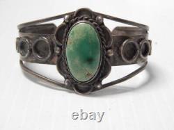 Bracelet ancien en argent sterling et turquoise de style Navajo vintage - Exemple précoce