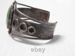 Bracelet ancien en argent sterling et turquoise de style Navajo vintage - Exemple précoce