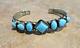 Bracelet En Argent Sterling Navajo Vintage Avec Sept Turquoises Design