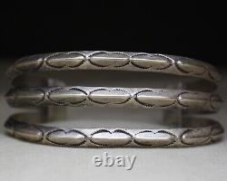 Bracelet en argent sterling Navajo américain natif vintage de grande taille à double tige