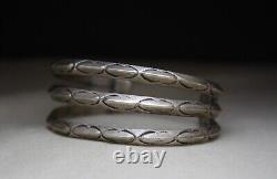 Bracelet en argent sterling Navajo américain natif vintage de grande taille à double tige