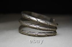 Bracelet en argent sterling Navajo américain natif vintage de grande taille à double tige