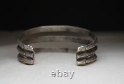 Bracelet en argent sterling Navajo américain natif vintage de grande taille à double tige