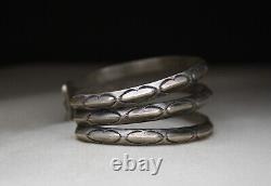 Bracelet en argent sterling Navajo américain natif vintage de grande taille à double tige