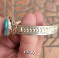 Bracelet en argent sterling turquoise Navajo amérindien vintage SIGNÉ