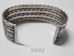 Bracelet large en argent sterling estampillé à la main de style Navajo vintage très joli
