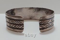 Bracelet manchette en argent avec estampillage vintage de Navajo Indian