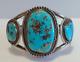 Bracelet Manchette En Argent Et Turquoise Vintage Des Indiens Navajo