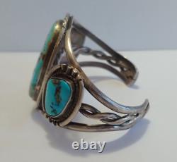 Bracelet manchette en argent et turquoise vintage des Indiens Navajo