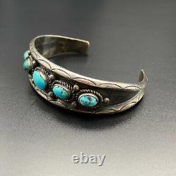 Bracelet manchette en argent et turquoise vintage des Indiens Navajo 6-5/8