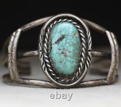 Bracelet manchette en argent sterling et turquoise de l'Amérindien Navajo vintage