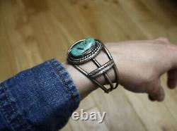 Bracelet manchette en argent sterling et turquoise de l'Amérindien Navajo vintage