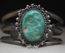 Bracelet manchette en argent sterling et turquoise de style Navajo amérindien vintage