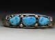 Bracelet Manchette En Argent Sterling Et Turquoise Des Amérindiens Navajo Vintage