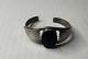 Bracelet Manchette En Argent Sterling Natif Vintage Platero Navajo Avec Pierre Noire