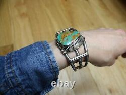 Bracelet manchette en argent sterling turquoise vintage amérindien Navajo