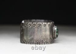 Bracelet manchette en argent sterling turquoise vintage des Amérindiens Navajo