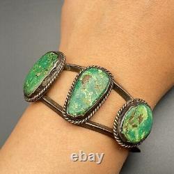 Bracelet manchette en argent turquoise vintage des Indiens Navajo natifs, 6-3/8'