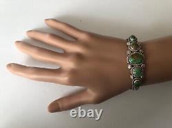 Bracelet manchette en turquoise Royston de JL Jones, Amérindien Navajo d'époque Vintage