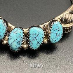 Bracelet manchette vintage en argent et turquoise de style Navajo pour poignet fin de 6-3/8 pouces