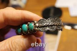 Bracelet manchette vintage en argent sterling avec turquoise Navajo